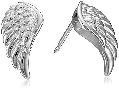 Rhodium Plated 925 Sterling Silver Angel Wing Stud Earrings Rhodium Plated 925 Sterling Silver Angel Wing Stud Earrings