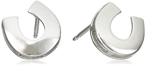 Rhodium Plated 925 Sterling Silver Horseshoe Stud Earrings Rhodium Plated 925 Sterling Silver Horseshoe Stud Earrings