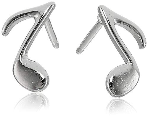 Rhodium Plated 925 Sterling Silver Music note Stud Earrings Rhodium Plated 925 Sterling Silver Music note Stud Earrings
