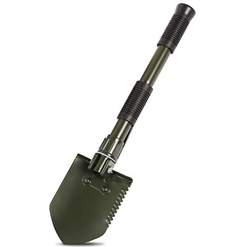 REDCAMP Military Folding Camping Shovel,High Carbon Steel Entrenching Tool Tri-fold Handle Shovel with Cover