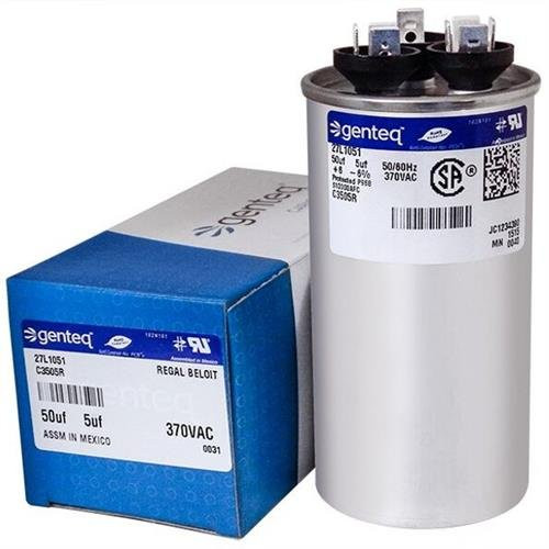 97F9970 - 50 + 5 uf MFD 370 Volt VAC - GE Round Dual Run Capacitor Upgrade