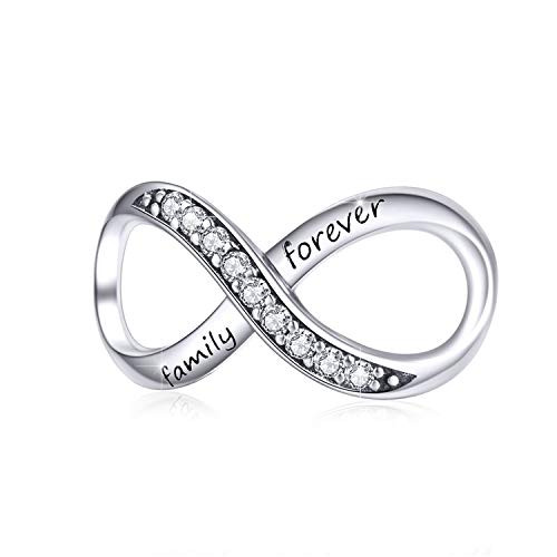 BAMOER 925 Sterling Silver Infinity Charms Beads Family Charm Fit Snake Chain Bracelet Necklace BAMOER 925 Sterling Silver Infinity Charms Beads Family Charm Fit Snake Chain Bracelet Necklace