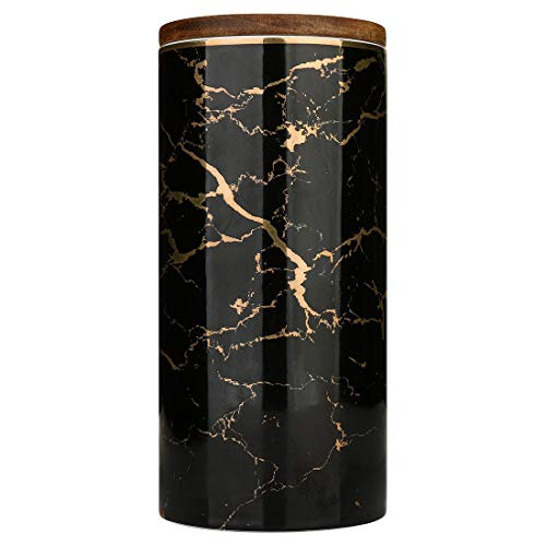Food Storage Jar, Ceramic Kitchen Canisters with Airtight Seal Bamboo Lid, Food Storage Canister for Tea, Coffee Bean, Spice, Sugar, Flour (98x205mm)