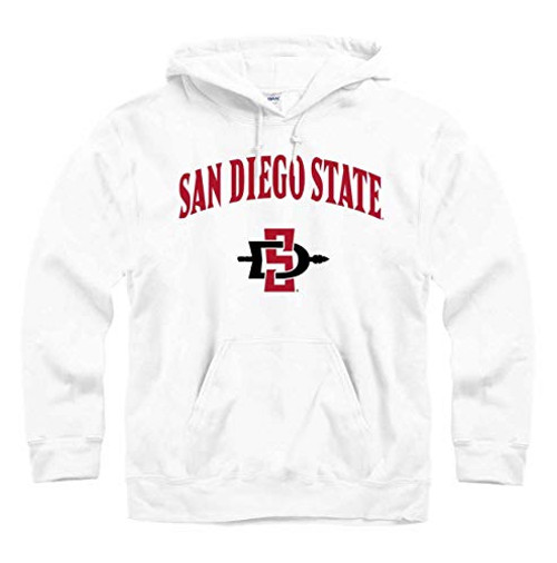 Campus Colors NCAA Adult Arch & Logo Gameday Hooded Sweatshirt (San Diego State Aztecs - White, XX-Large)