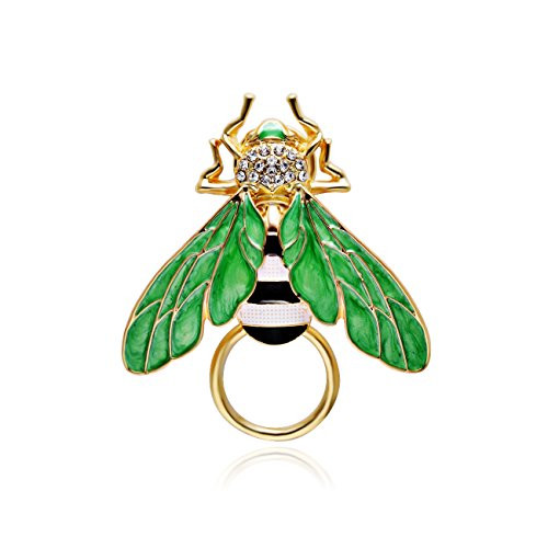 SENFAI Honey Bees Insect Wings Charm Bumble Bee Eyeglass Holder Brooch (Gold)