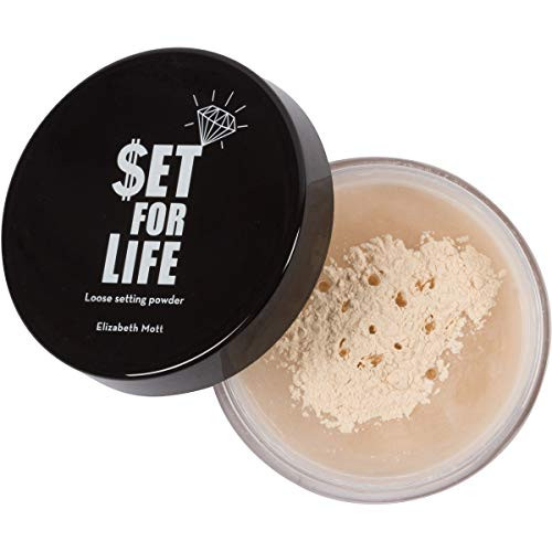 Translucent Loose Face Setting Powder: Elizabeth Mott Set for Life Finishing Powder - No Color Baking Makeup for Oily Skin - Shine Control Matte Beauty Make Up Powder for Light Skin Tones - 15 Grams