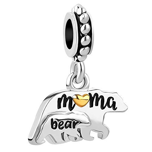 ShinyJewelry Mama Bear Mother Mom Baby Charm Dangle Bead for Bracelet
