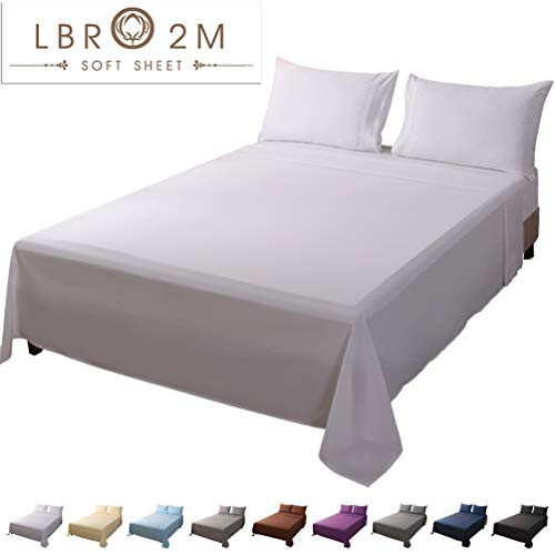 LBRO2M Bed Sheet Set California King Size 16 Inches Deep Pocket 1800 Thread Count 100% Microfiber Sheet,Bedding Super Soft Hypoallergenic Breathable,Resistant Fade Wrinkle Cool Warm, 4 Piece (White)