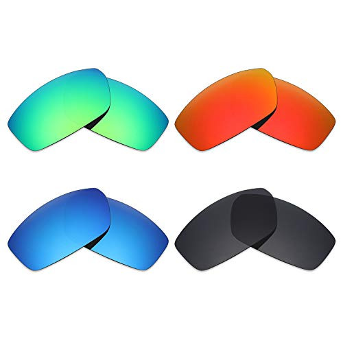 Mryok 4 Pair Polarized Replacement Lenses for Spy Optic Dirty Mo Sunglass - Stealth Black/Fire Red/Ice Blue/Emerald Green