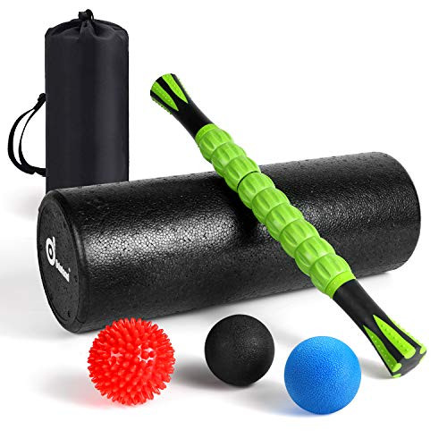 Odoland Foam Roller Set, Large 18 Muscle Foam Roller, Muscle Roller Stick and Massage Balls for High Density Physical Therapy Exercise, Deep Tissue Trigger, Pain & Myofascial Relief Home Gym Set Odoland Foam Roller Set, Large 18 Muscle Foam Roller, Muscle Roller Stick and Massage Balls for High Density Physical Therapy Exercise, Deep Tissue Trigger, Pain & Myofascial Relief Home Gym Set