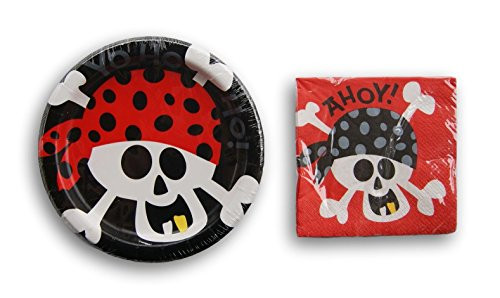 Pirate Party Supply Kit - Beverage Napkins and Dessert Plates