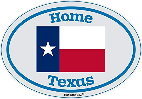 WickedGoodz Oval Texas Home Vinyl Decal - State Flag Bumper Sticker - Perfect Vacation Gift