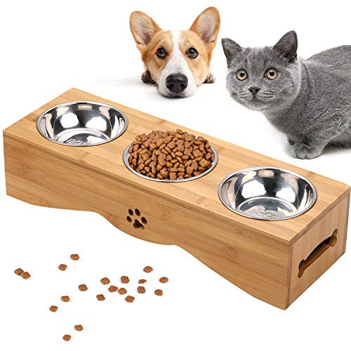 Small Dog Feeder Dog Bowls Cat Bowls, Pet Bowl Small Dog and Cat Bowls Stainless Steel Three Bowls Pet Feeder Pet Food Bowl for Cats Small Dog Feeder Dog Bowls Cat Bowls, Pet Bowl Small Dog and Cat Bowls Stainless Steel Three Bowls Pet Feeder Pet Food Bowl for Cats