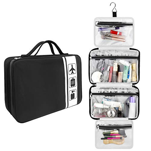 Hanging Travel Toiletry Bag Cosmetic Bag Travel Organizer (Black)