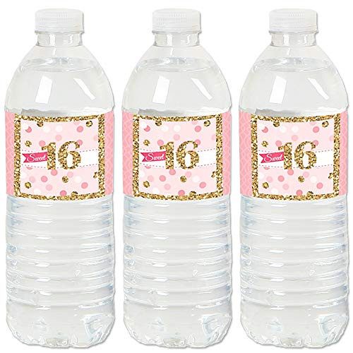 Sweet 16-16th Birthday Party Water Bottle Sticker Labels - Set of 20 Sweet 16-16th Birthday Party Water Bottle Sticker Labels - Set of 20