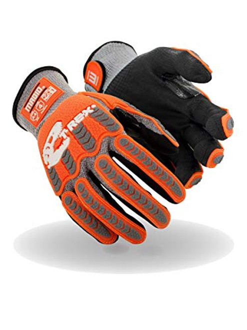 Magid Glove & Safety Multipurpose Impact Glove, Grey Shell | Orange TPR | Black Hyperon Grip, 10/XL