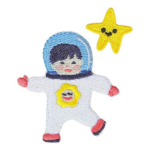 YOUOR Astronaut and Smiley Star Embroidery Patch My Little Universe Iron on Sew on Applique Badge