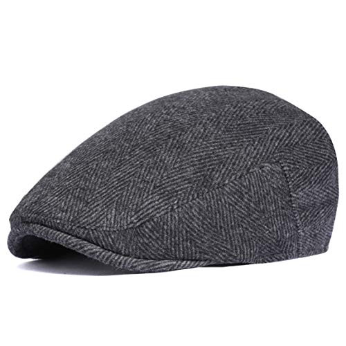 BABEYOND 1920s Gatsby Newsboy Hat Cap for Men Gatsby Hat for Men 1920s Mens Gatsby Costume Accessories (Black, Large/X-Large)