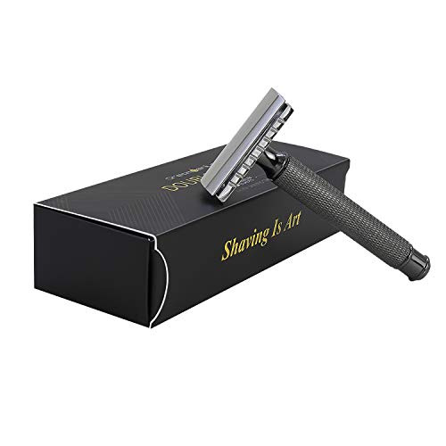 DreamGenius Double Edge Safety Razor,Single Blade Razor for Men with 10 Stainless Steel Double Edge Razor Blades,Mens Razor with Heavy Duty Short Handle