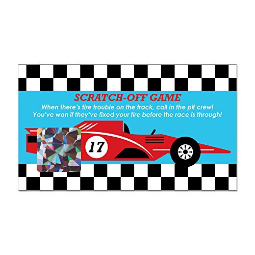 Big Dot of Happiness Lets Go Racing - Racecar - Baby Shower or Race Car Birthday Party Game Scratch Off Cards - 22 Count