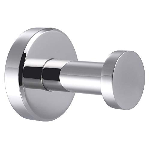 Robe Towel Hook Polished Chrome, APLusee SUS304 Stainless Steel Modern Utility Coat Holder Round Shower Cloth Hanger, Bathroom Kitchen Garage Storage
