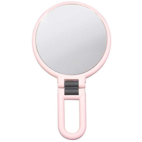 Vtrem 15X 1X Magnifying Makeup Mirror Double Sided Handheld Mirror with Magnification Portable Folding Vanity Mirror with Stand for Home Travel, Pink