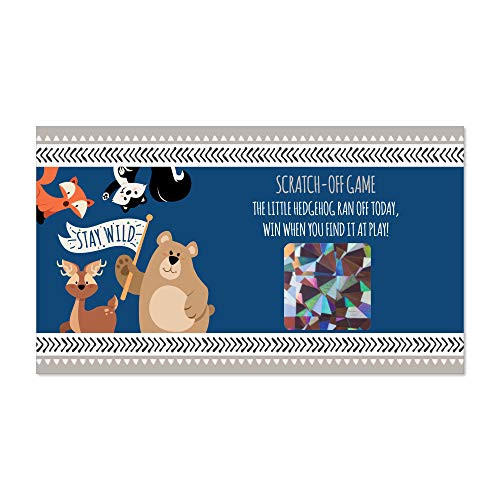 Big Dot of Happiness Stay Wild - Forest Animals - Woodland Baby Shower or Birthday Party Game Scratch Off Cards - 22 Count