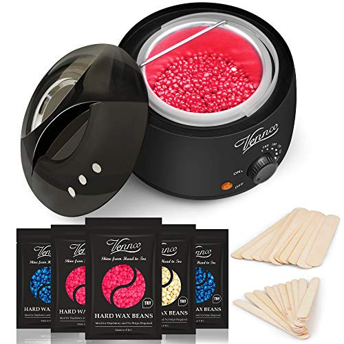 VENNCO Wax Warmer Kit Hair Removal Waxing Kit with 3 Flavors Stripless Wax Beads 17.5oz Hard Wax Beans for Women Men Face Eyebrows Facial Bikini Brazilian Hair Removal VENNCO Wax Warmer Kit Hair Removal Waxing Kit with 3 Flavors Stripless Wax Beads 17.5oz Hard Wax Beans for Women Men Face Eyebrows Facial Bikini Brazilian Hair Removal