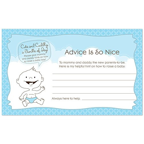 Big Dot of Happiness Baby Boy - Baby Shower Advice Cards - 18 Count