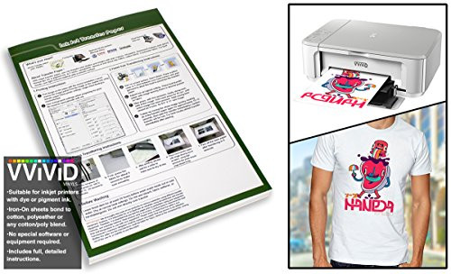 VViViD Inkjet Printable Iron-On 8.5 Inches x 11 Inches Image Transfer Paper 10 Sheet Pack