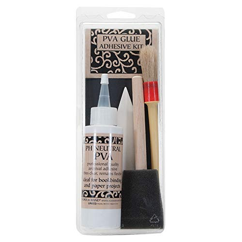 Books By Hand Archival PVA Glue Adhesive Kit for Bookbinding, Scrapbooking, Journaling, Craft Making, Projects. Includes PVA Glue, Glue & Foam Brush, Bone Folder, Container.