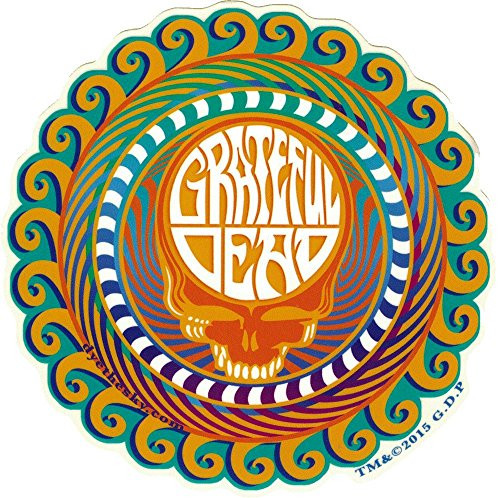 Dye the Sky Grateful Dead Orange Sunshine Steal Your Face - Window Sticker/Decal (5.5" Circular)