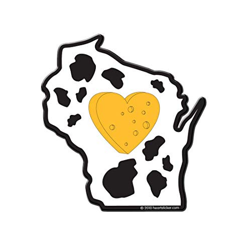 Wisconsin Sticker Wi State Shaped Decal Cheese Heart Apply To Water Bottle Laptop Cooler Car Truck Bumper Tumbler 414 715 Cheesehead Roots