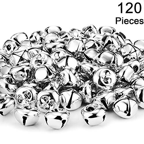 120 Packs Jingle Bells for Christmas, 1 Inch Craft Bells, DIY Bells for Holiday, Festival, Home Decoration, Silver