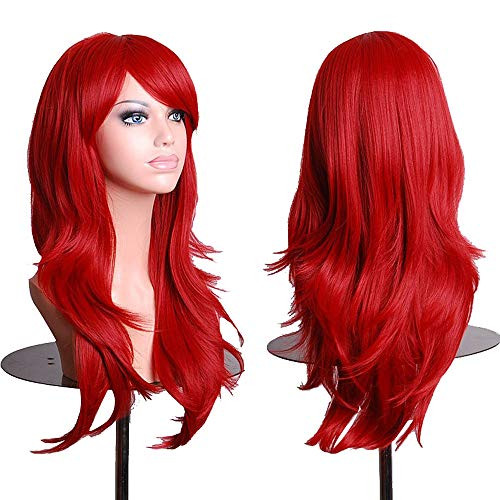 AneShe Wigs 28" Long Wavy Hair Heat Resistant Cosplay Wig for Women (Red)