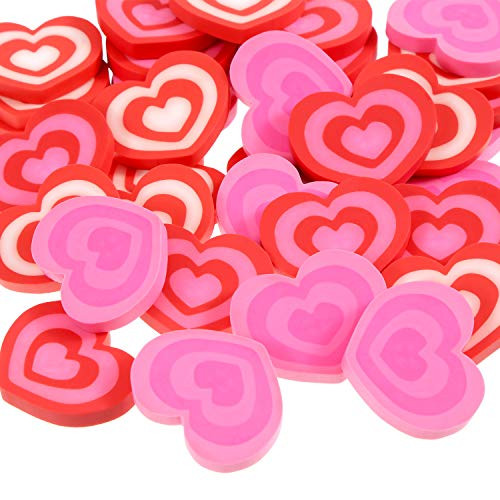 Jovitec 36 Pieces Mini Heart Erasers Valentines Rubber Eraser for Valentine Office School Supplies