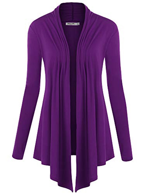 WSK850 Womens Draped Open- Front Cardigan XXL Dark_Purple