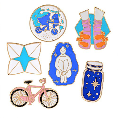 MJartoria Cute Pins for Backpack Cartoon Girls Wishing Bottle Bicycle Enamel Cool Brooch Pin Badges Set for Backpack Clothes Bags (Blue)