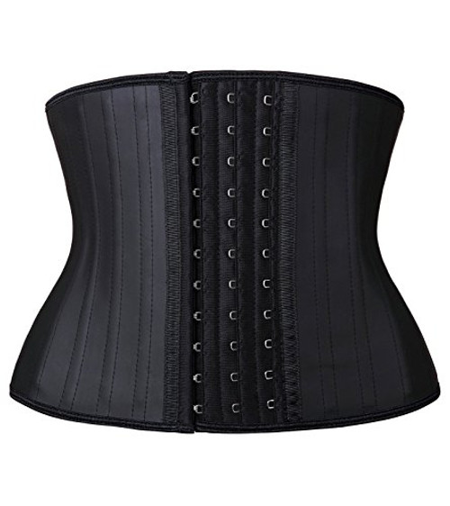 YIANNA Women's Classic Underbust Latex Sports Girdle Short Torso Waist Training Corsets for Weight Loss Hourglass Body Shaper Fat Burner, YA110299-Black-L