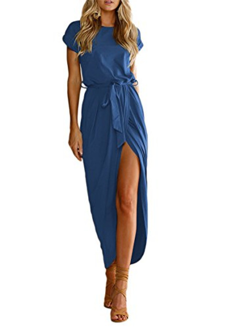YMING Womens Fashion Cocktail Dress 2020 Elegant Dress Slit Party Dress Blue 2XL YMING Womens Fashion Cocktail Dress 2020 Elegant Dress Slit Party Dress Blue 2XL