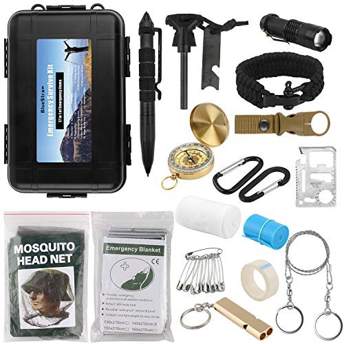 Emergency Survival Kit, 17 in 1 Tactical Kit Outdoor Survival Gear Tool with Fire Starter Flashlight Whistle Blanket Compass Bracelet Tactical Pen for Camping Hiking Wilderness Adventure Emergency Survival Kit, 17 in 1 Tactical Kit Outdoor Survival Gear Tool with Fire Starter Flashlight Whistle Blanket Compass Bracelet Tactical Pen for Camping Hiking Wilderness Adventure