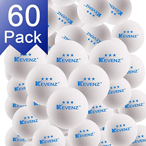 KEVENZ 60-Pack 3-Star Plus 40+mm White Table Tennis Balls,Advanced Training Ping Pong Balls