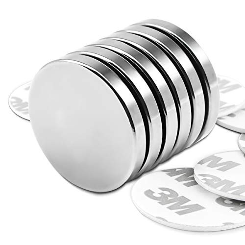 Powerful Neodymium Disc Magnets with Double-Sided Adhesive, Strong Permanent Rare Earth Magnets for Fridge, DIY, Building, Scientific, Craft, and Office Magnets, 1.26 inch Diameter, Pack of 6 Powerful Neodymium Disc Magnets with Double-Sided Adhesive, Strong Permanent Rare Earth Magnets for Fridge, DIY, Building, Scientific, Craft, and Office Magnets, 1.26 inch Diameter, Pack of 6