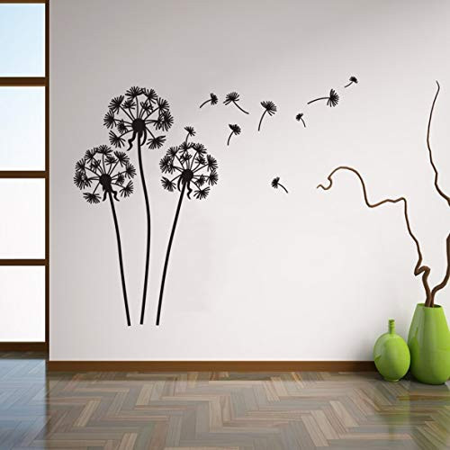 Wall Decal Flying Dandelion Plant Vinyl Wall Stickers Home Living Room Decor Kids Nursery Room Removable Wall Art Mural AY015  Black