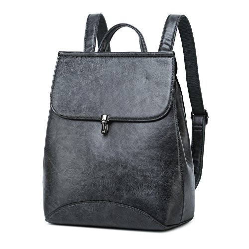 WINK KANGAROO Fashion Shoulder Bag Rucksack PU Leather Women Girls Ladies Backpack Travel bag  Dark grey