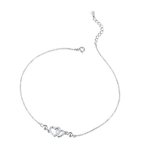 S925 Sterling Silver Heart Anklet Bracelet for Women Foot Ankle Adjustable Jewelry 10 Inch S925 Sterling Silver Heart Anklet Bracelet for Women Foot Ankle Adjustable Jewelry 10 Inch