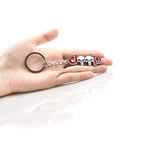 KKY Best 1pc Emblem Keychain Skull Key Chain Letter Logo Keyring for Key Chain  Silver Red