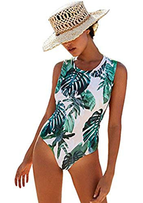KURUISI Women s Rashguard Half Sleeve One Piece Zip UV Protection Surfing Swimsuit Swimwear Bathing Suits S Green Leaves KURUISI Women s Rashguard Half Sleeve One Piece Zip UV Protection Surfing Swimsuit Swimwear Bathing Suits S Green Leaves