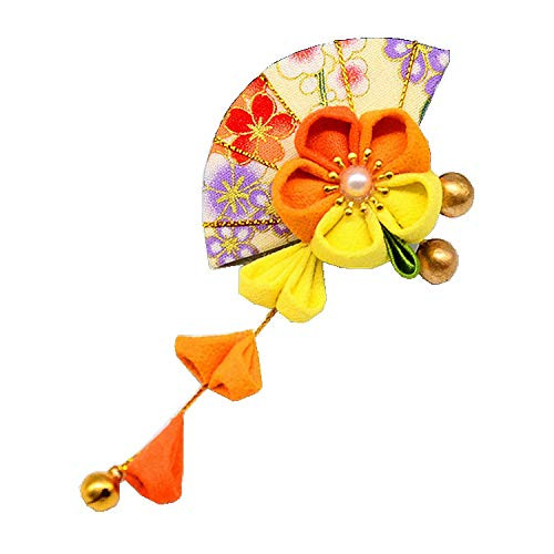 Japanese Red Pink Purple Hairpin Hair Clip Tassels Tsumami zaiku for Kimono Yukata Bride Accessory Oiran Geisha Handwork Cute Fan Hairpin Tiara  Yellow