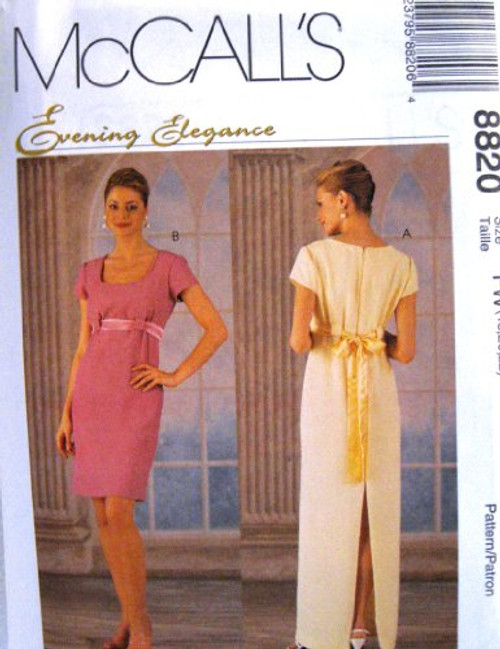 McCall's Sewing Pattern 8820 Misses' "Evening Elegance" Lined Dress in 2 Lengths & Tie Belt, Size C (10 12 14) McCall's Sewing Pattern 8820 Misses' "Evening Elegance" Lined Dress in 2 Lengths & Tie Belt, Size C (10 12 14)